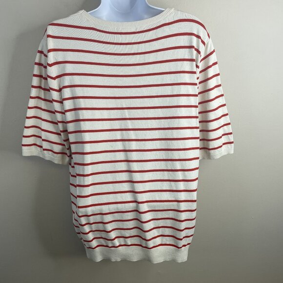 H&M Preppy Sweater Womens XLarge Nautical Coastal Stripe Pullover Short Sleeve - Picture 5 of 7
